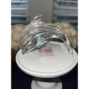 Waterford Crystal‎ Dolphin Leaping Diving Clear Art Glass Figurine Marine- EDS